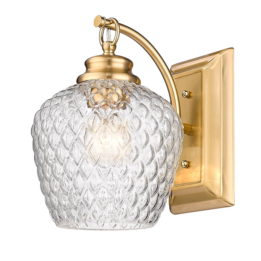 Golden Lighting 1088-1W MBG-CLR Adeline MBG 1 Light Wall Sconce in Modern Brushed Gold with Clear Glass Shade